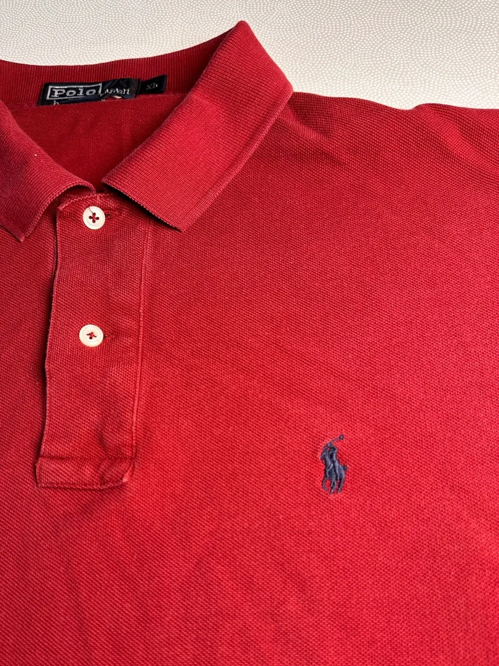 Vintage Polo Ralph Lauren Mens XL Red Long Sleeve Polo Shirt 100% Cotton Pony
